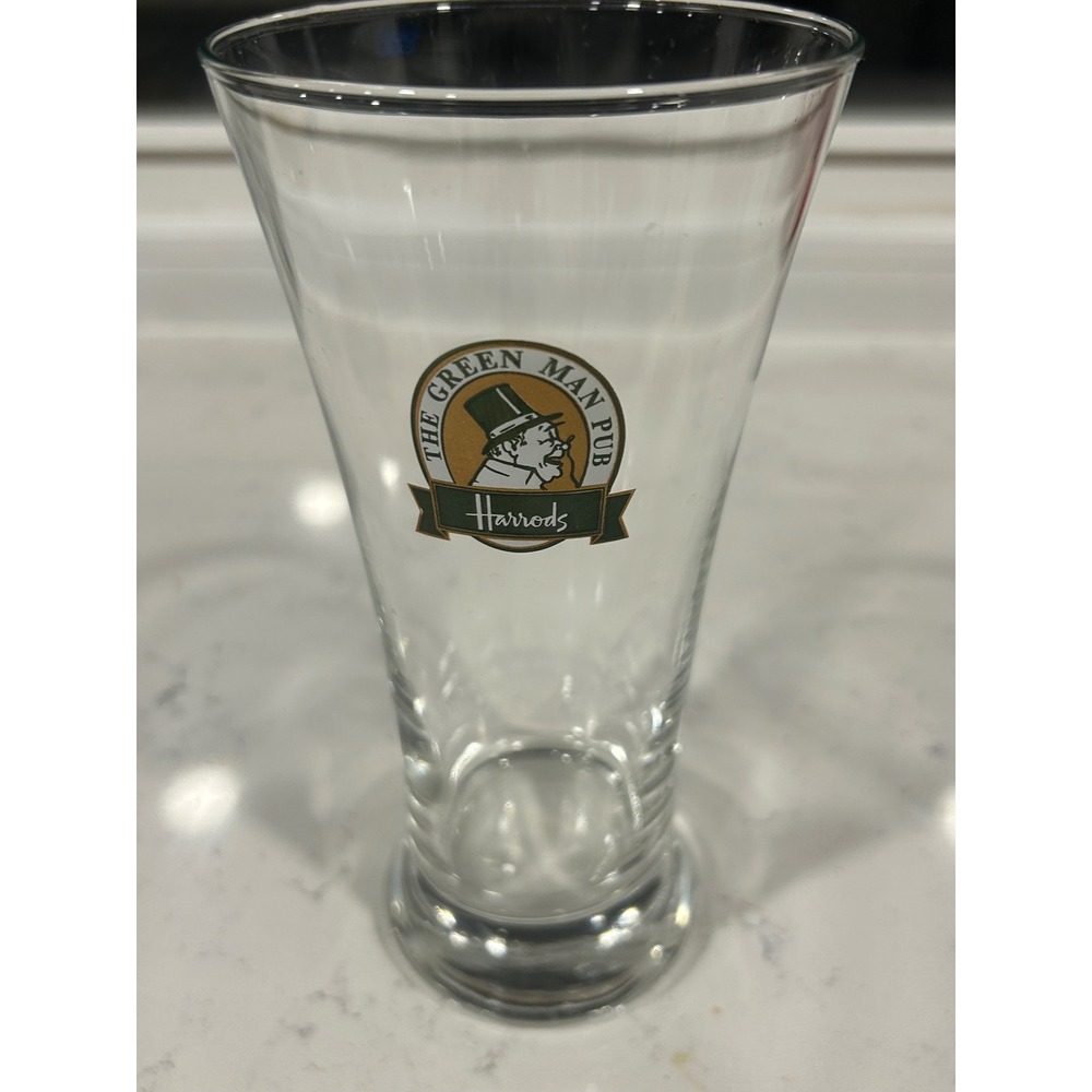 Harrods The Green Man Pub Beer Glass Vintage London Collectible Pilsner Glass